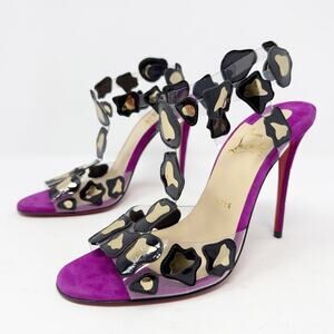 Christian Louboutin Parsemis PVC Suede T-Strap Heels Womens Size EU 37